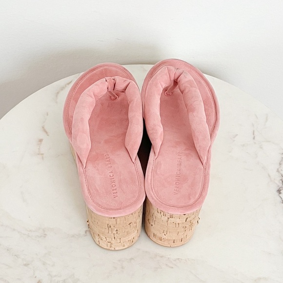 NEW Veronica Beard Geno Cork Platform Wedge Sandals Dragonfruit Pink Size 9 - Picture 8 of 10